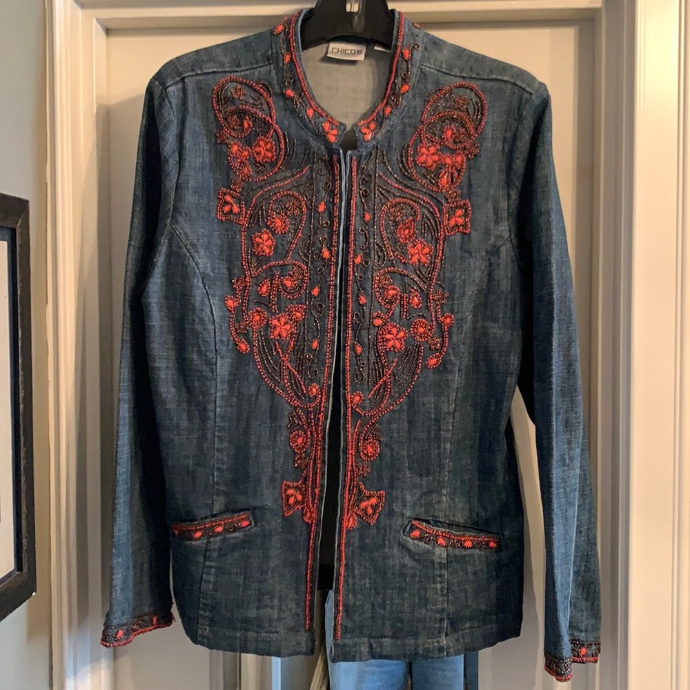 Denim Jacket with Beads